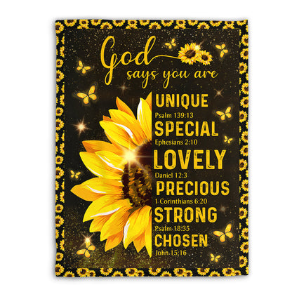 God Says You Are Forgiven - Pretty Sunflower Fleece Blanket AHN187