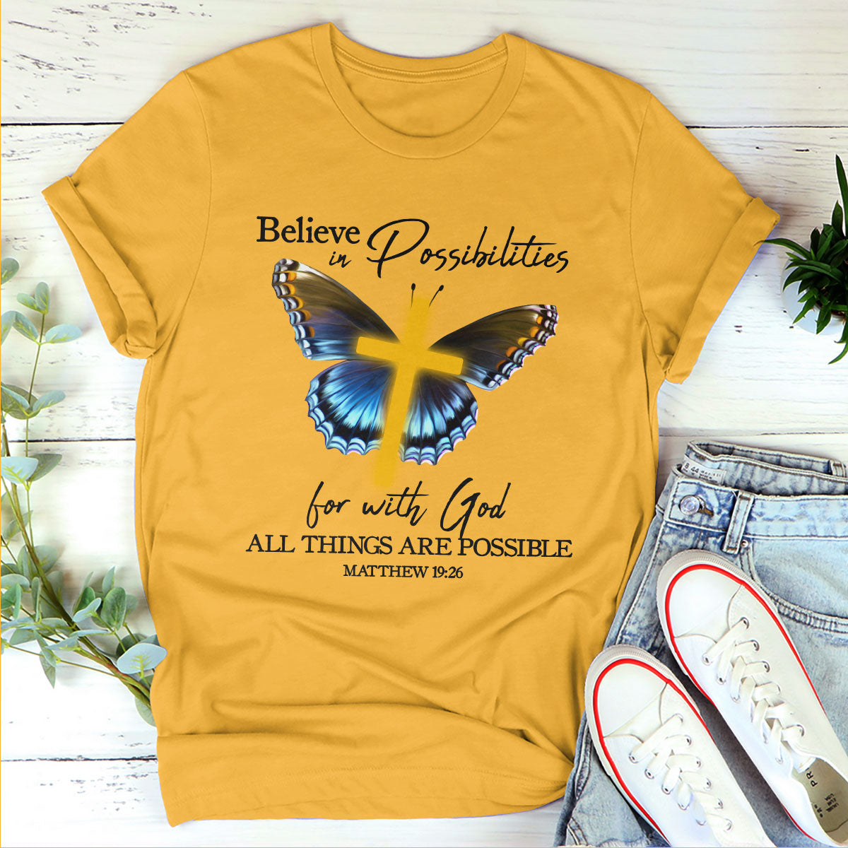 Lifegifty | Scripture Gifts For Christian People | With God All Things Are Possible | Matthew 19:26 | Unisex T-shirt 2DTHN668