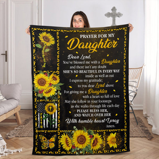 Sunflower Fleece Blanket For Daughter - Meaningful Gift From Parents HGA11