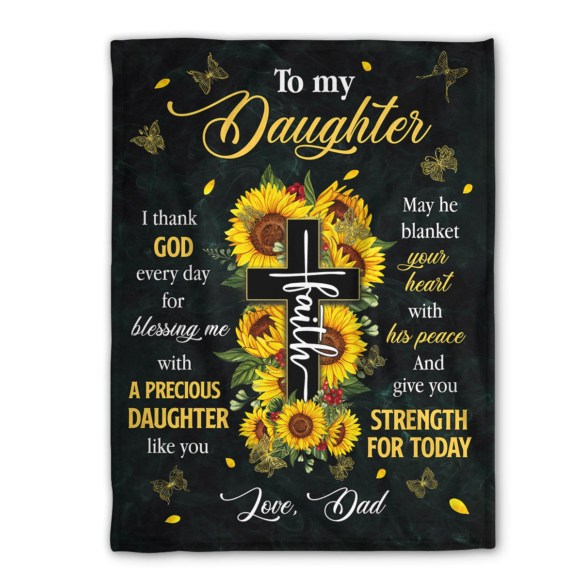 Special Gift For Daughter - Sunflower Fleece Blanket From Dad HIA20