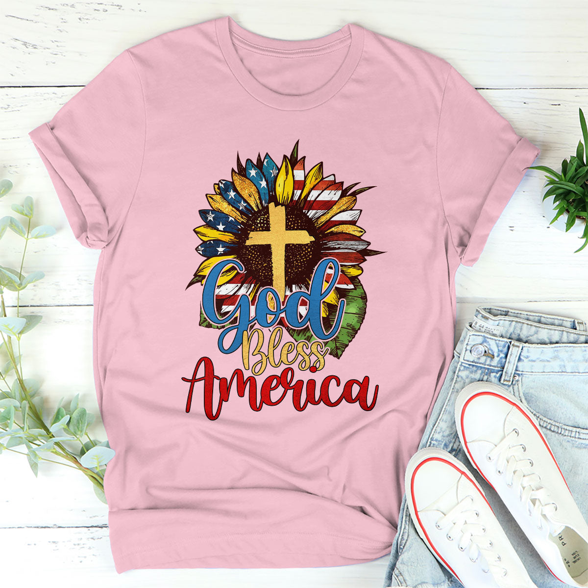 Classic Christian Unisex T-shirt - God Bless America A1