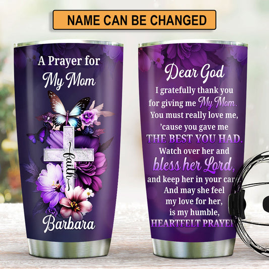 Personalized Cross Stainless Steel Tumbler 20oz | Thank God For Giving Me My Mom | Faithful Gift For Christian Mom On Mother's Day SSTHN697