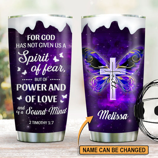 Unique Personalized Butterfly and Cross Stainless Steel Tumbler 20oz - Believe In God NUHN210A