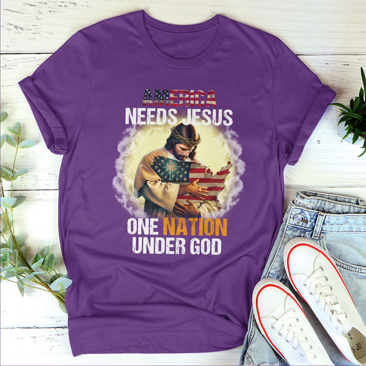 One Nation Under God - Classsic Christian Unisex T-shirt 2DTNAHN1007B