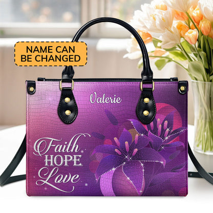 Beautiful Personalized Leather Handbag - Faith, Hope, Love H07