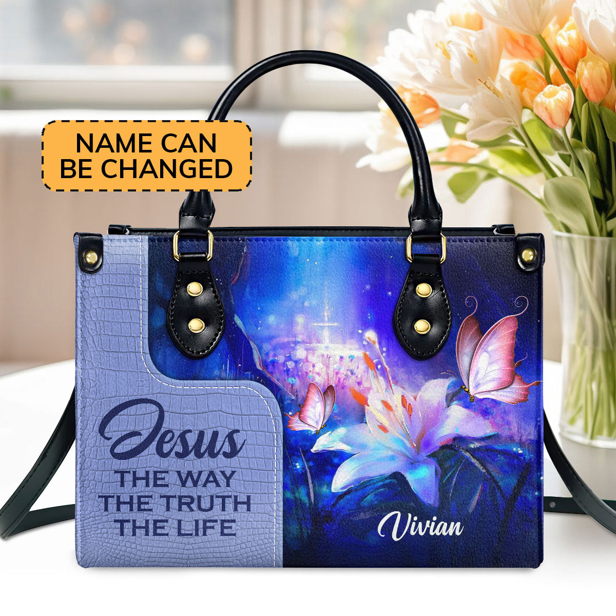 Adorable Personalized Leather Handbag - Jesus The Way The Truth The Life H13