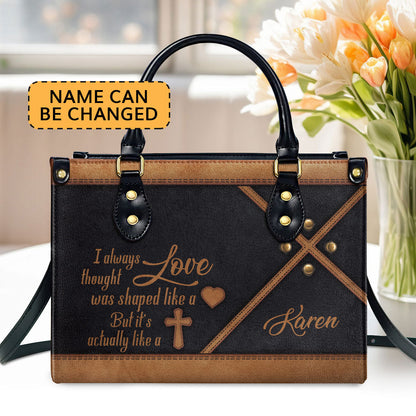 Shape Of Love - Personalized Christian Leather Handbag HHN392