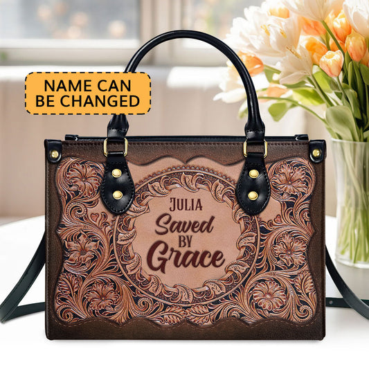 Unique Personalized Leather Handbag - Saved By Grace HIHN290