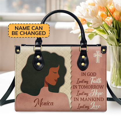 In God I Put My Faith - Beautiful Personalized Leather Handbag HM391