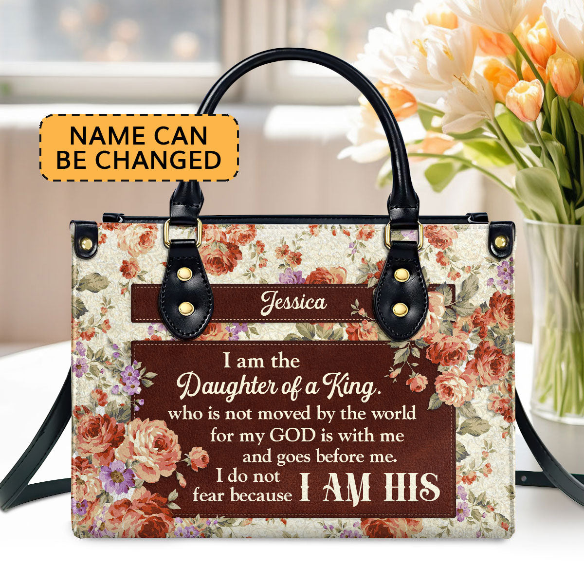 I Do Not Fear, For I Am His | Christian Gifts For Women | Personalized Leather Handbag With Handle LHBHN696