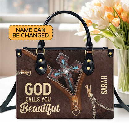 Must-Have Personalized Leather Handbag - God Calls You Beautiful M07