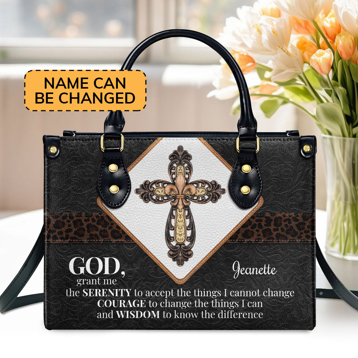 Awesome Personalized Leather Handbag - God, Grant Me The Serenity To Accept The Things I Cannot Change NUH424