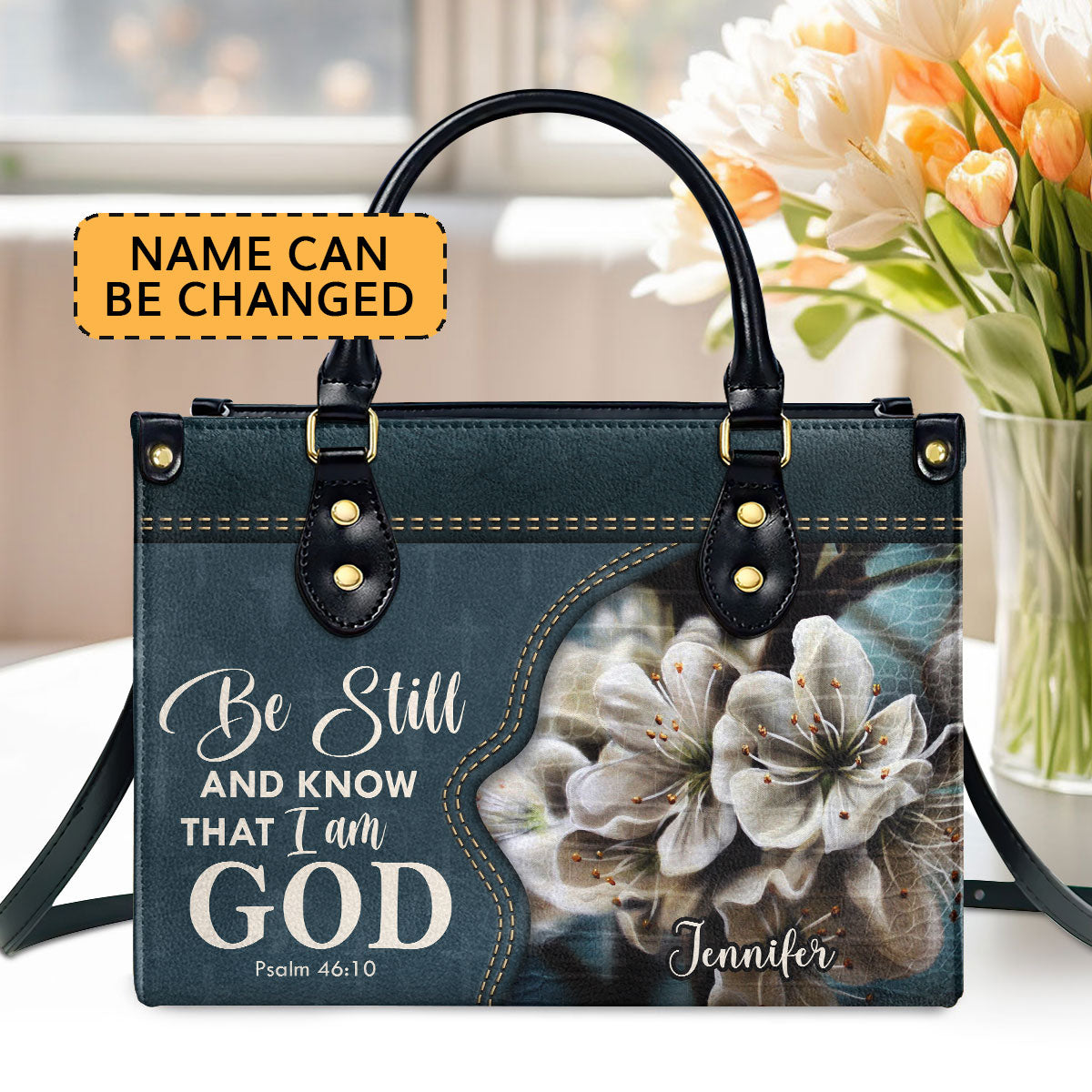 Must-Have Personalized Leather Handbag - Be Still And Know That I Am God NUHN362