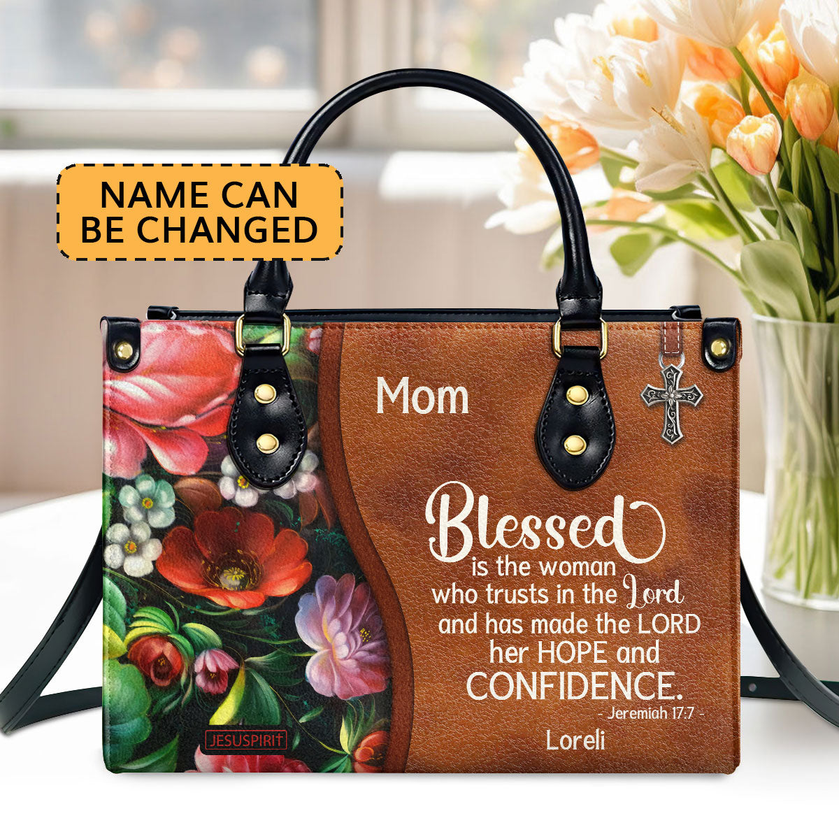 Blessed Is The Woman Who Trusts In The Lord - Special Personalized Leather Handbag NUHN374