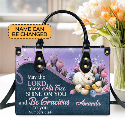 Beautiful Personalized Leather Handbag - May The Lord Make His Face Shine On You And Be Gracious To You NUM379