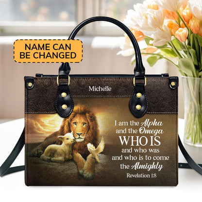 I Am The Alpha And The Omega - Lovely Personalized Leather Handbag NUM457