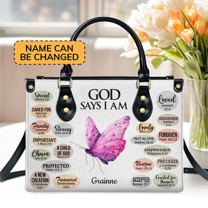 Personalized Animal Leather Handbag With Handle | What God Says About You | Christian Gifts For Religious Women LHBH740