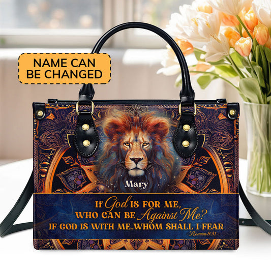 Personalized Leather Handbag With Zipper | If God Is For Me LHBM751