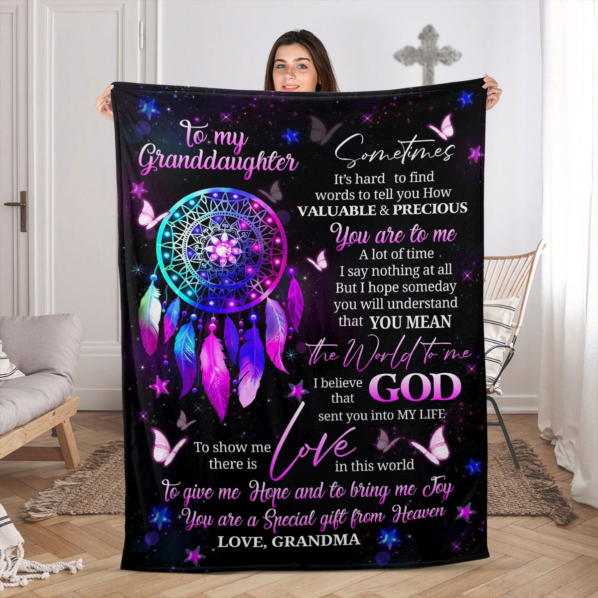 You Are Special Gift From Heaven | Religious Gifts From Grandma To Granddaughter | Christian Fleece Blanket FBH798