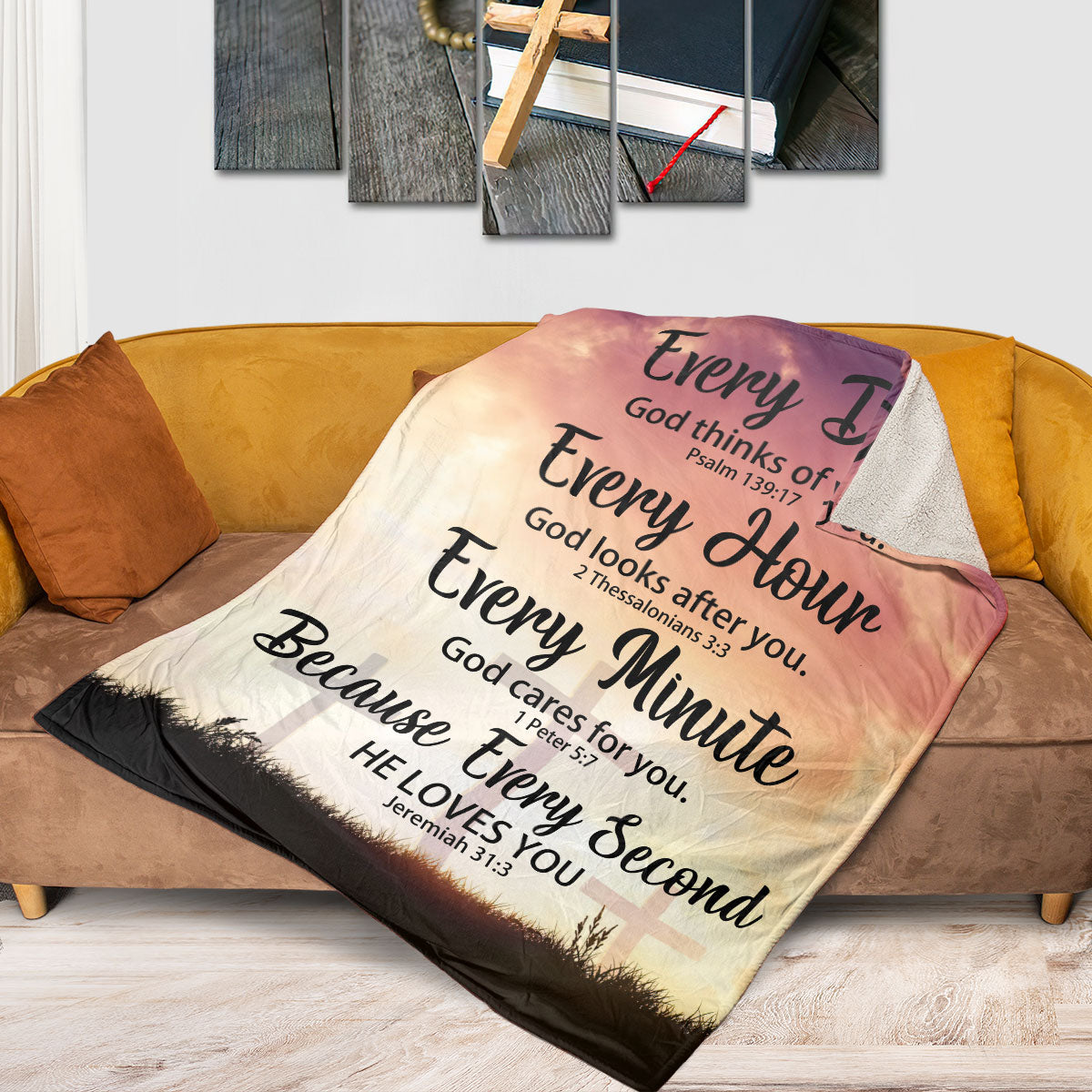 Everyday God Thinks Of You | Meaningful Gift For Christian Friends | Special Fleece Blanket FBHN600