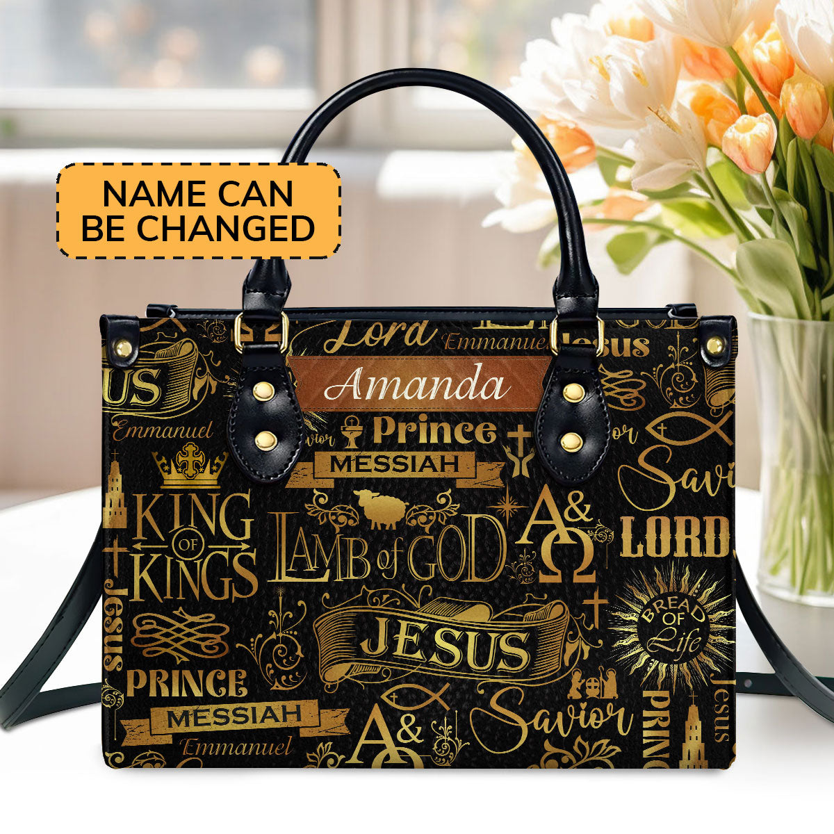 Personalized Leather Handbag With Zipper | Lamb Of God LHBM731