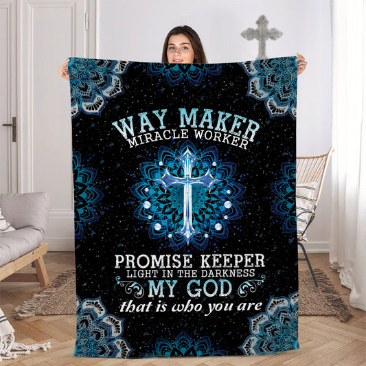 Gorgeous Fleece Blanket | Way Maker And Miracle Worker | Cross And Flower FBM638