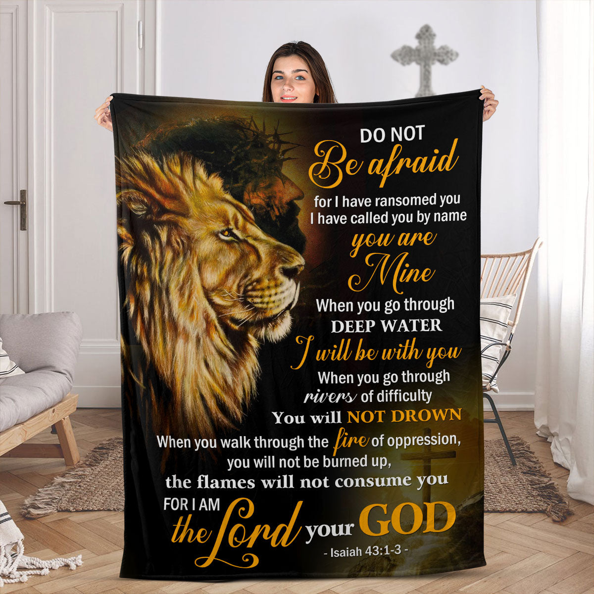 I Have Called You By Name | Isaiah 43:1-3 | Unique Fleece Blanket | Jesus And Lion FBH600