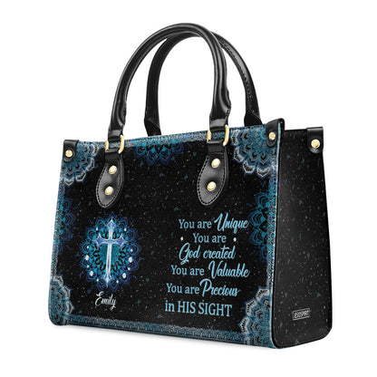 Elegant Personalized Leather Handbag - You Are Precious In His Sight AM253