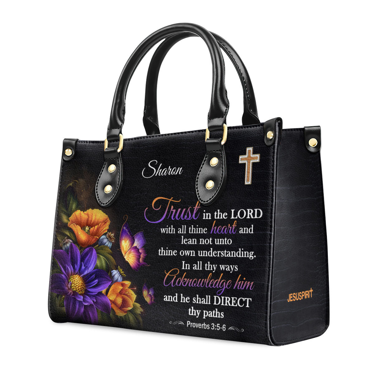 Lifegifty Personalized Leather Handbag | Bible Bag With Handle | Gift For Christian Women H22