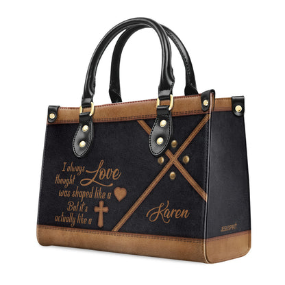 Shape Of Love - Personalized Christian Leather Handbag HHN392