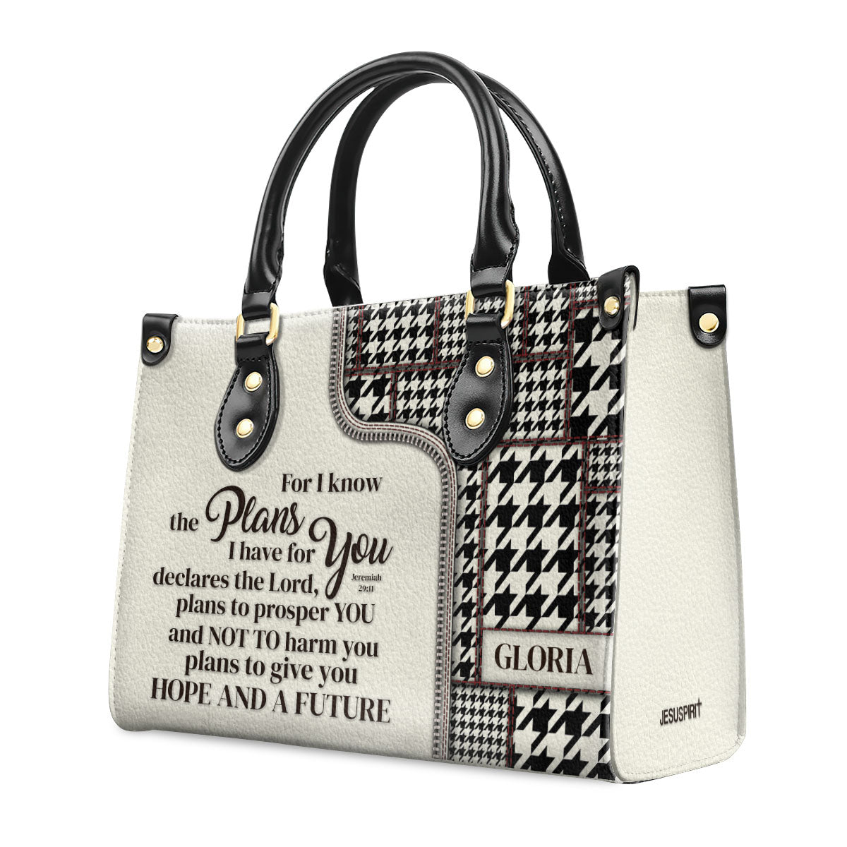 For I Know The Plans I Have For You | Jeremiah 29:11 | Personalized Leather Handbag With Handle HIHN274A