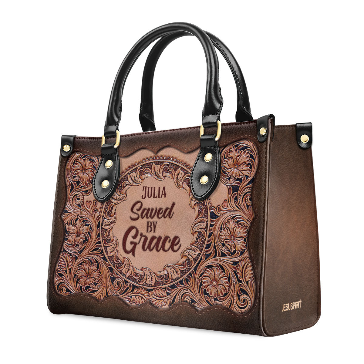 Unique Personalized Leather Handbag - Saved By Grace HIHN290