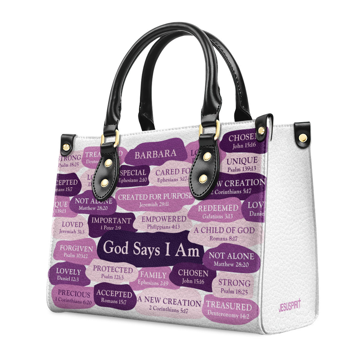 Personalized Zippered Leather Handbag | What God Says About You | Spiritual Gift For Worship Members LHBHN699