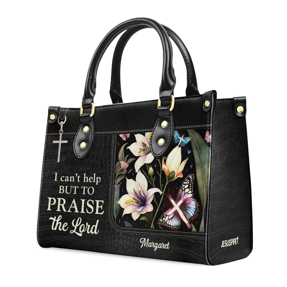 Personalized Zippered Leather Handbag With Handle | Religious Gift For Worship Friends | I Can't Help But To Praise The Lord LHBHN797