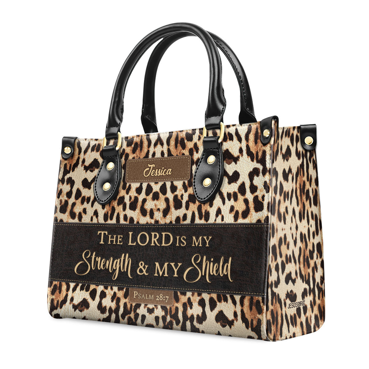 Psalm 28:7 | The Lord Is My Strength And My Shield | Personalized Leather Handbag With Zipper | Worship Gift For Women's Ministry LHBHN809