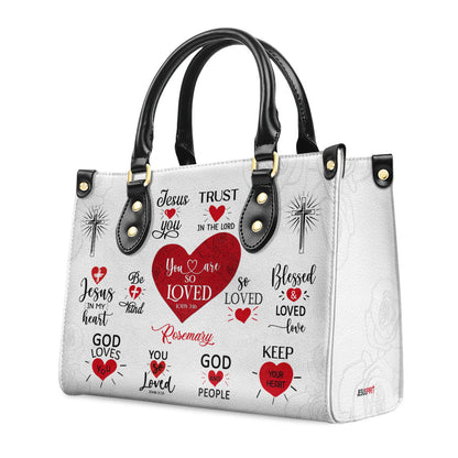 Personalized Leather Handbag With Handle | Romantic Religious Gifts For Christian Women | You Are So Loved LHBM708