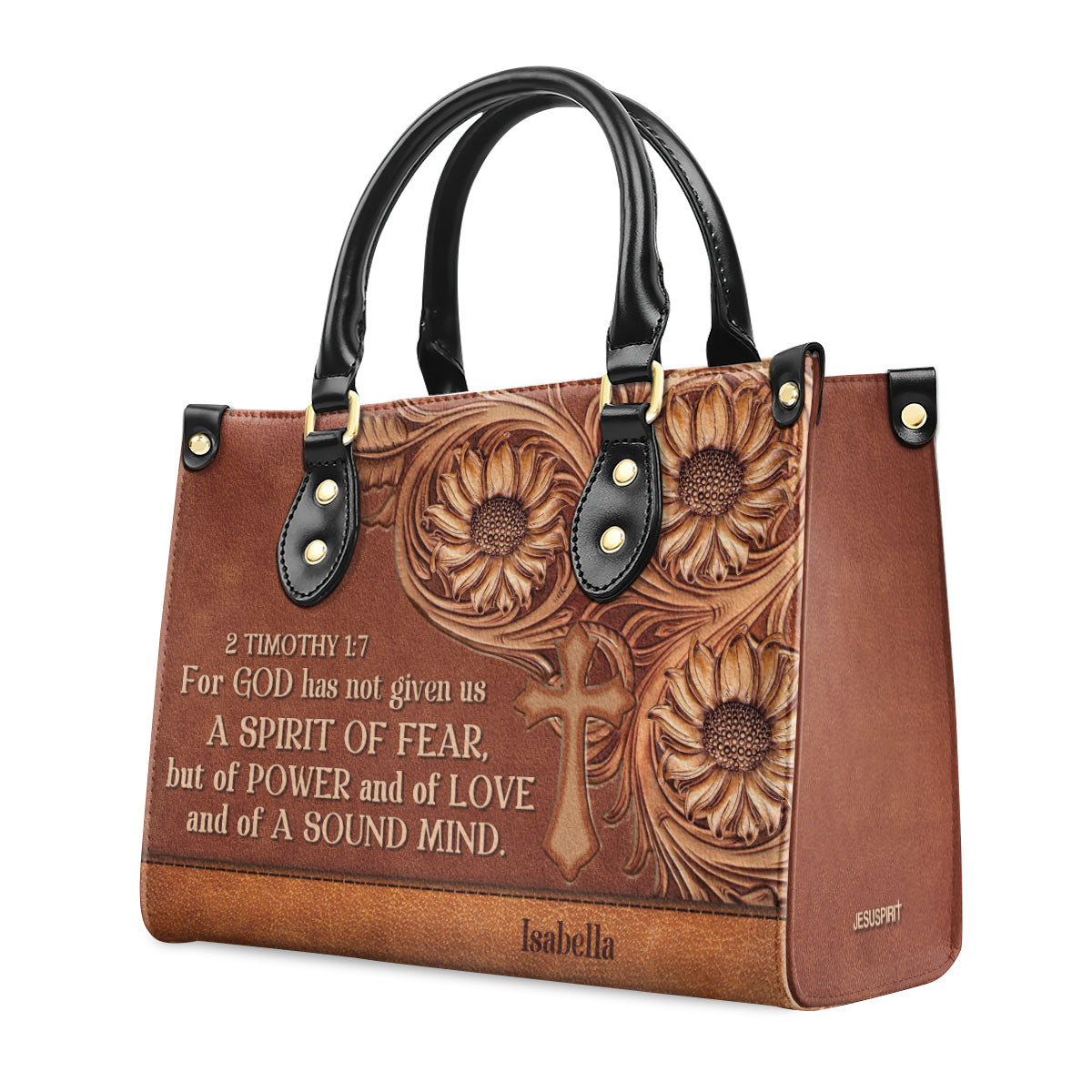 Unique Personalized Cross Leather Handbag - For God Has Given Us A Spirit Of Power And Of Love NUHN292