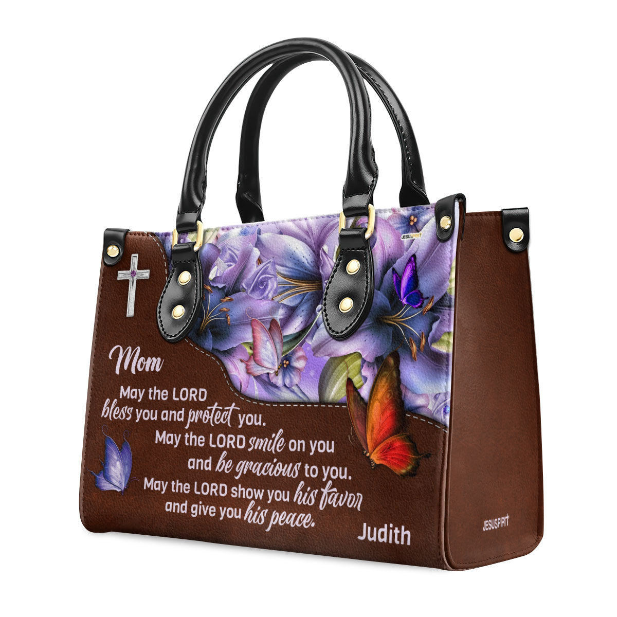 Meaningful Personalized Leather Handbag For Mom - May The Lord Bless You And Protect You NUHN363