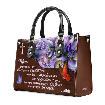 Meaningful Personalized Leather Handbag For Mom - May The Lord Bless You And Protect You NUHN363