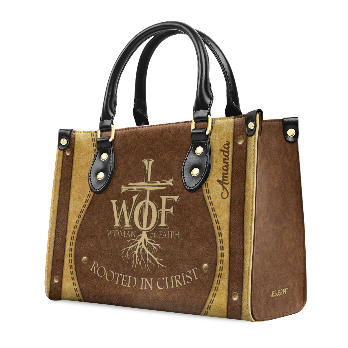 Woman Of Faith - Beautiful Personalized Lion Leather Handbag NUHN366