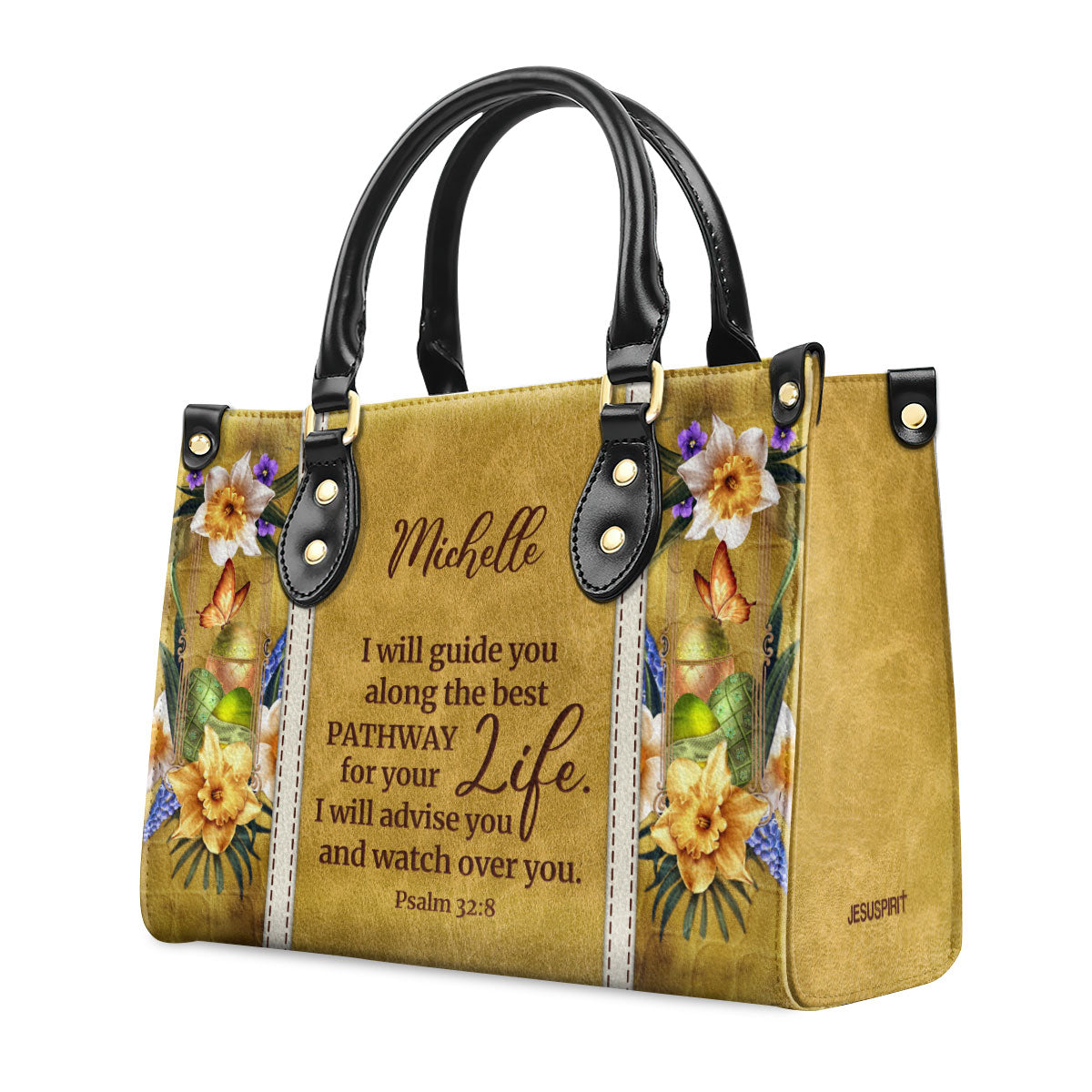 I Will Advise You And Watch Over You - Unique Personalized Christian Leather Handbag NUHN383