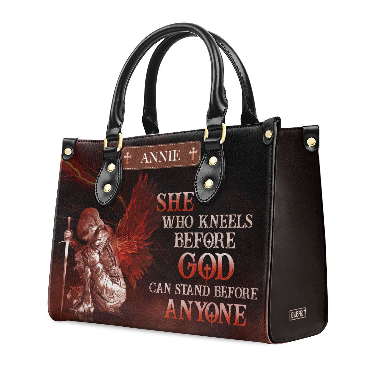 Special Personalized Leather Handbag - Who Kneels Before God Can Stand Before Anyone NUM381