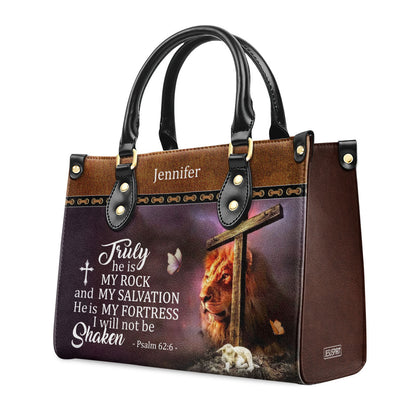 Meaningful Personalized Leather Handbag - Truly He Is My Rock And My Salvation NUM443