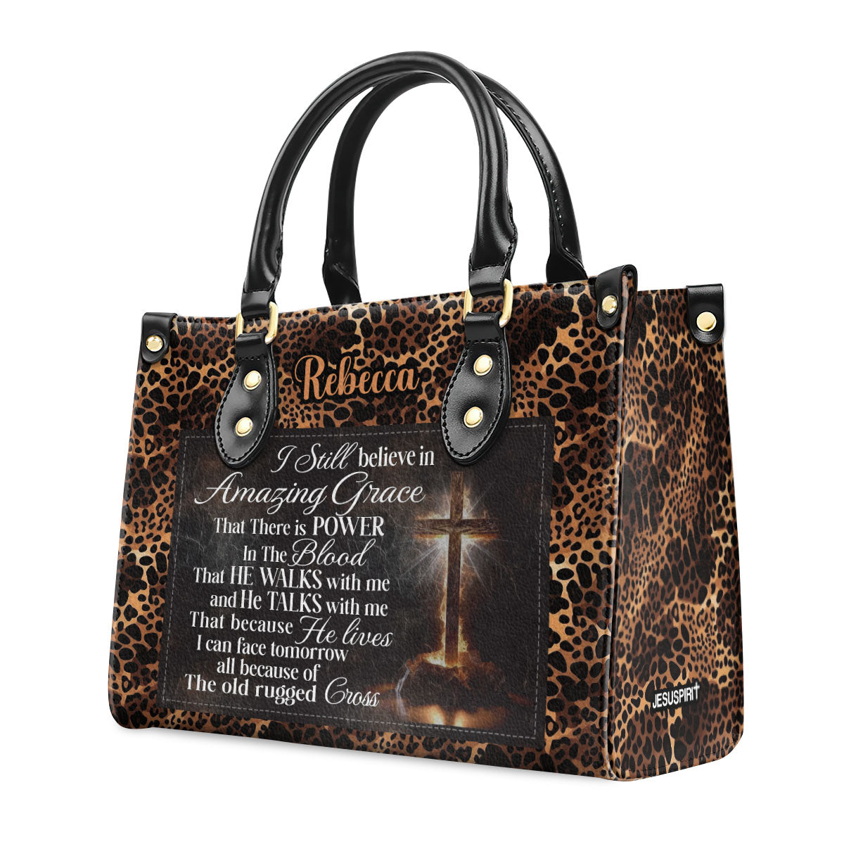 Personalized Leather Handbag With Zipper | I Still Believe In Amazing Grace LHBM744