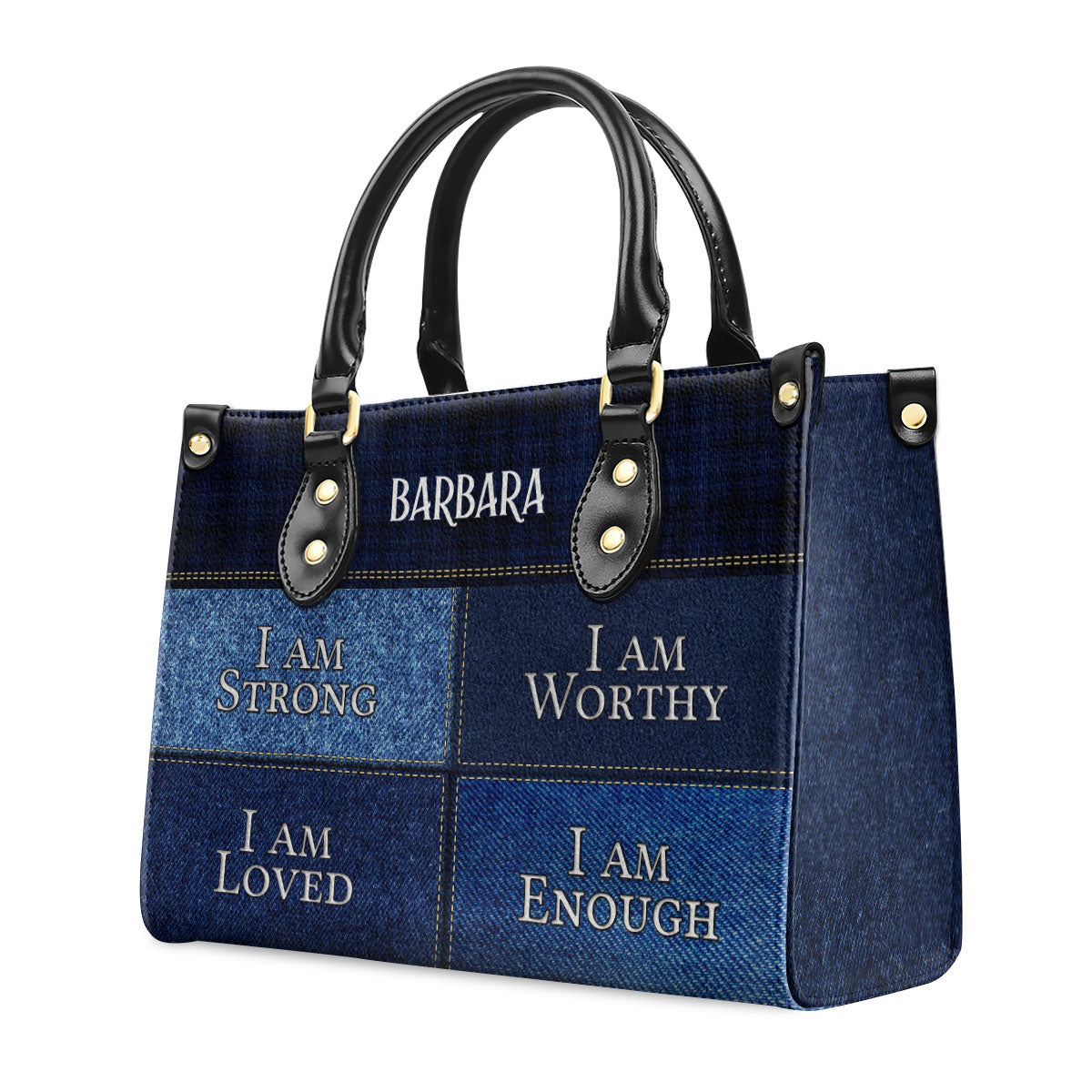 I Am Worthy | Personalized Zippered Leather Handbag With Handle | Religious Gift For Worship Friends LHBNUHN680