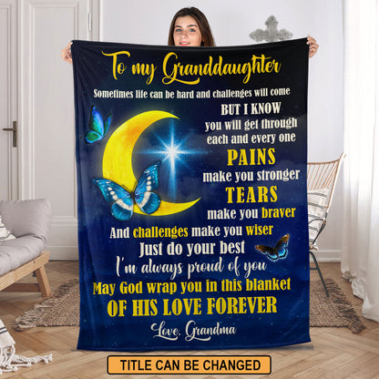 Religious Thoughtful Gifts For Granddaughter | I'm Always Proud Of You | Personalized Christian Fleece Blanket FBHN686