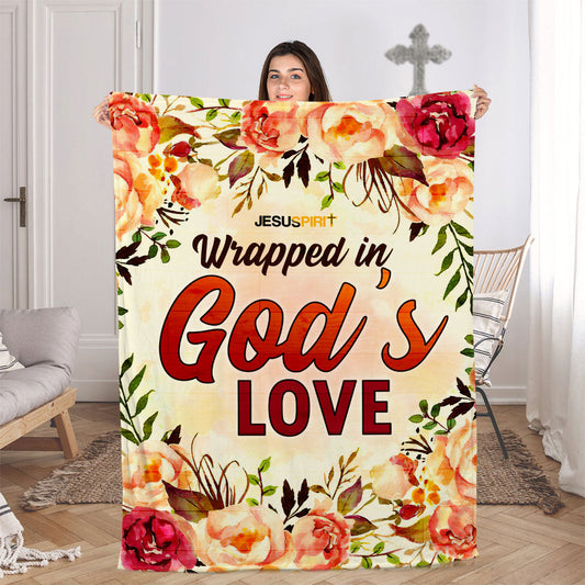 Wrapped In God’s Love | Spiritual Gift Of Faith For Christian People | Flower Fleece Blanket FBHN679