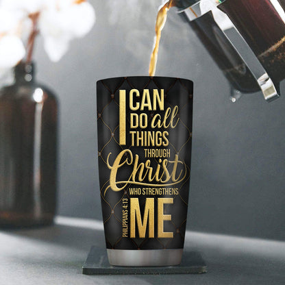 Personalized Cross Stainless Steel Tumbler 20oz | I Can Do All Things Through Christ | Philippians 4:13 | Unique Scripture Gifts For Christians SSTH783