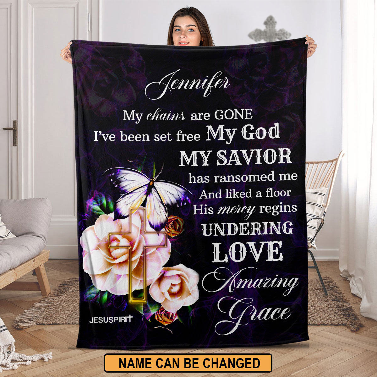 My God My Savior | Meaningful Personalized Fleece Blanket | Rose And Cross FBHN620