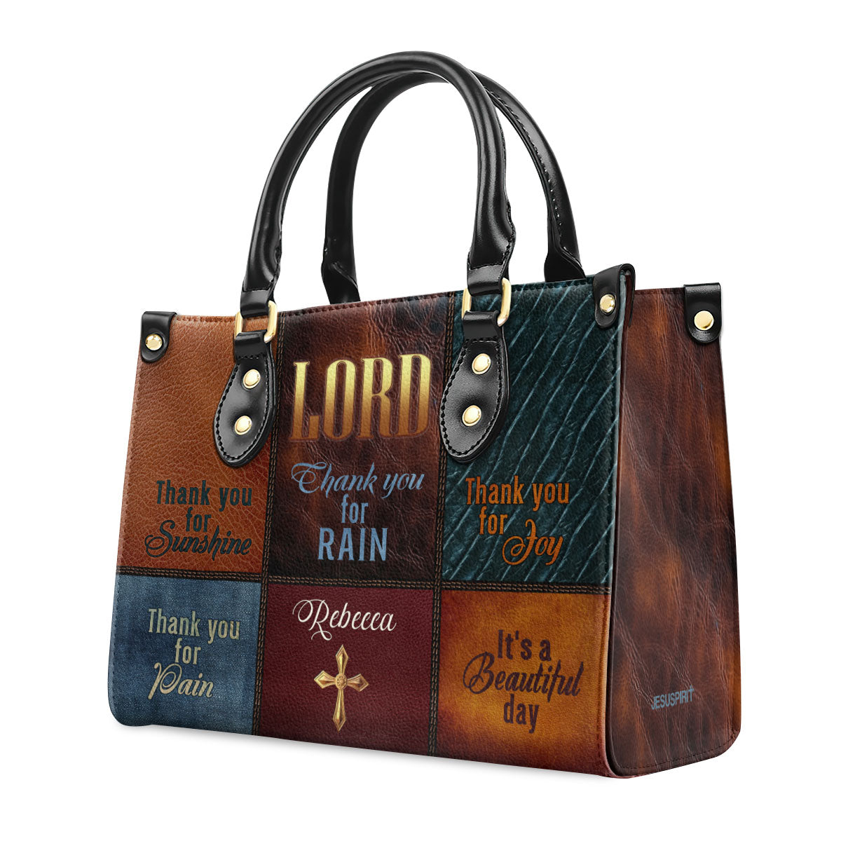 Personalized Leather Handbag With Zipper | It's A Beautiful Day LHBM741